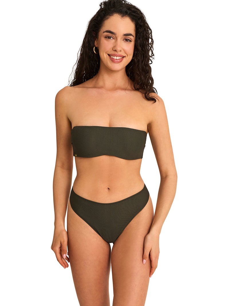 Haut maillot de bain bandeau non préformé SOLSTICE Kaki - Kiabi