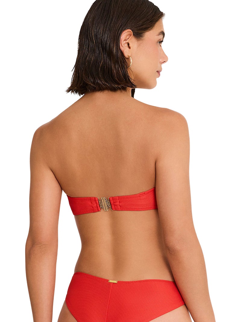 Haut maillot de bain bandeau non préformé SOLSTICE Orange corail - Kiabi