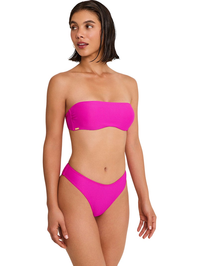 Haut maillot de bain bandeau non préformé SOLSTICE Rose fushia - Kiabi