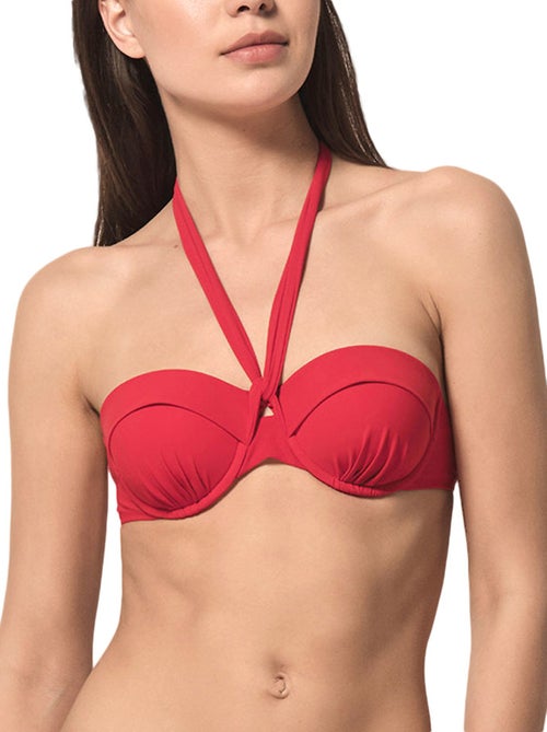 Haut maillot de bain bandeau préformé Blue Sense rouge - Kiabi