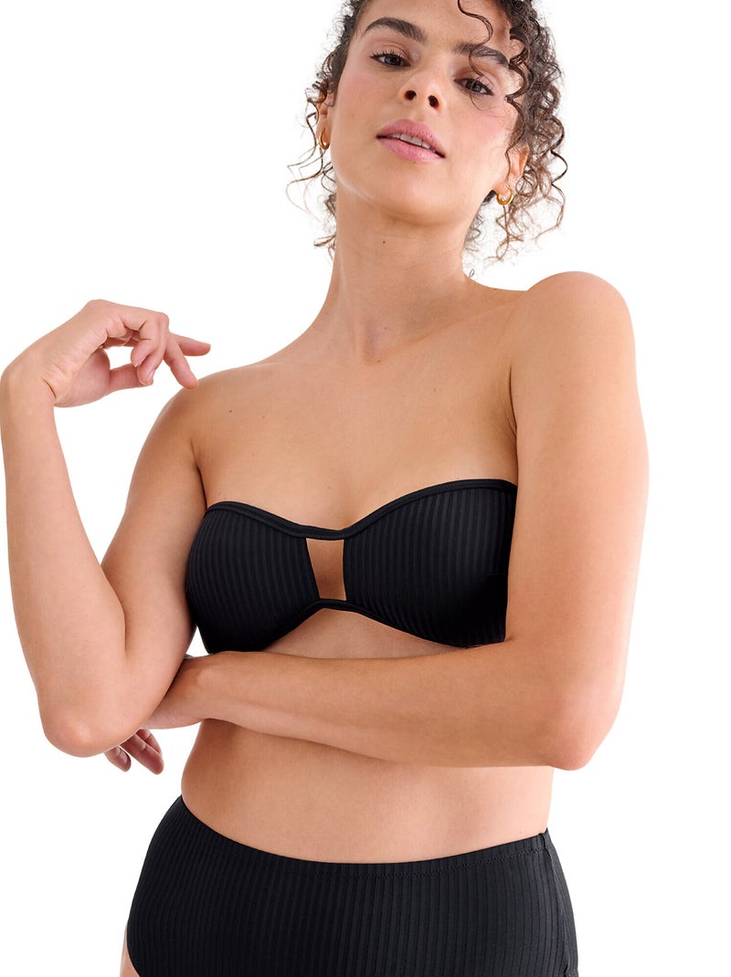 Haut maillot de bain bandeau préformé sans armatures FLORIDA Noir - Kiabi