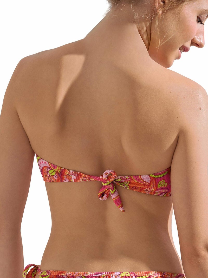 Haut maillot de bain bandeau préformé sans armatures Kavala Orange corail - Kiabi