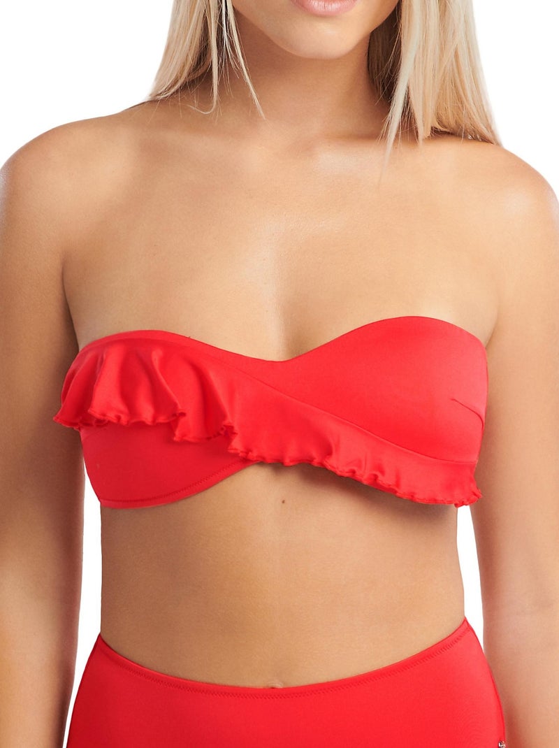 Haut maillot de bain bandeau sans armatures Kenya Rouge - Kiabi
