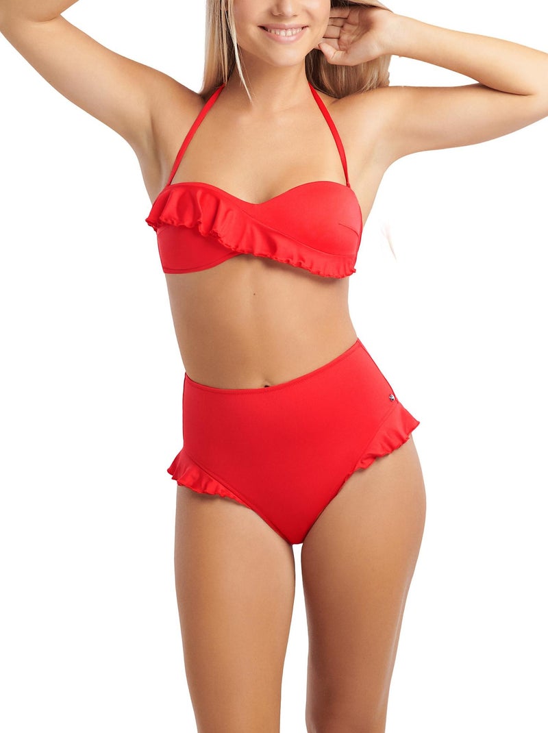 Haut maillot de bain bandeau sans armatures Kenya Rouge - Kiabi