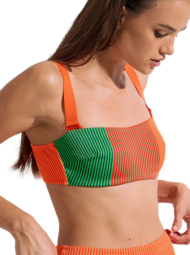 Haut maillot de bain bandeau sans armatures Malawi Orange - Kiabi