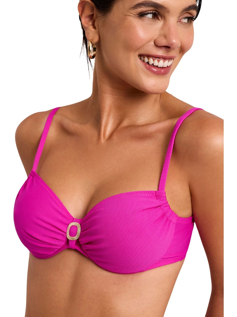 Haut maillot de bain bikini emboîtant SOLSTICE Rose fushia - Kiabi