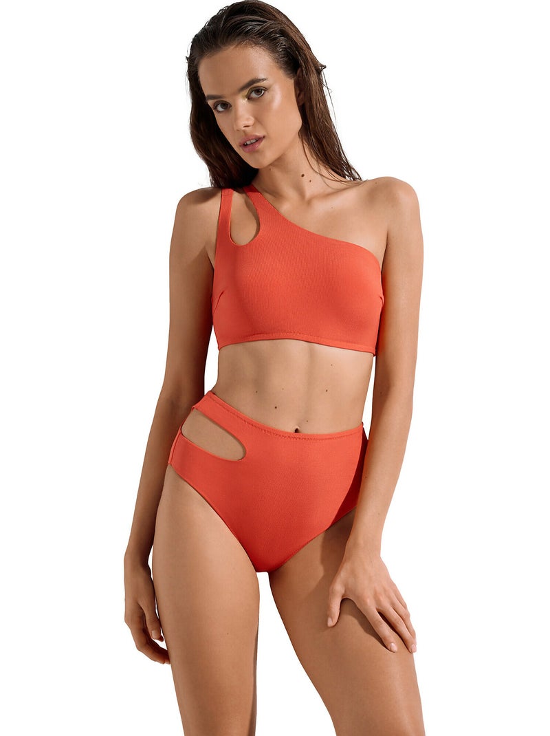 Haut maillot de bain brassière asymétrique sans armatures Normandie Orange - Kiabi