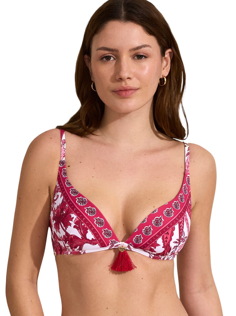 Haut maillot de bain décolleté préformé sans armatures ACANTHUS Rose - Kiabi