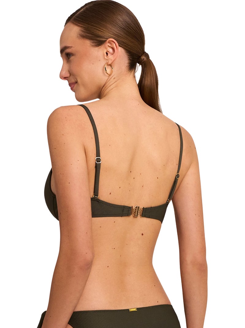 Haut maillot de bain décolleté préformé sans armatures SOLSTICE Kaki - Kiabi