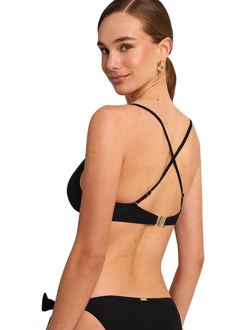 Haut maillot de bain décolleté préformé sans armatures SOLSTICE Noir - Kiabi