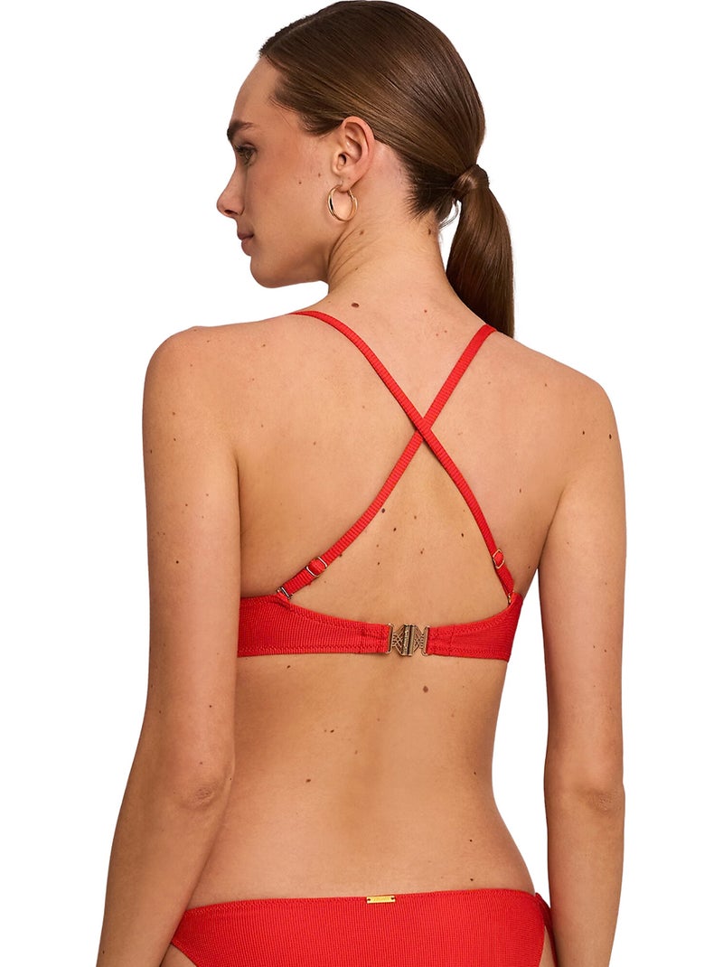 Haut maillot de bain décolleté préformé sans armatures SOLSTICE Orange corail - Kiabi