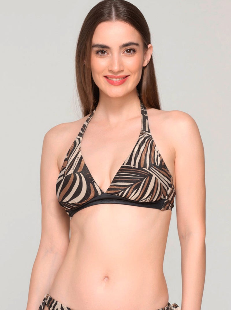 Haut maillot de bain triangle préformé MARTINI Noir Marron Blanc - Kiabi