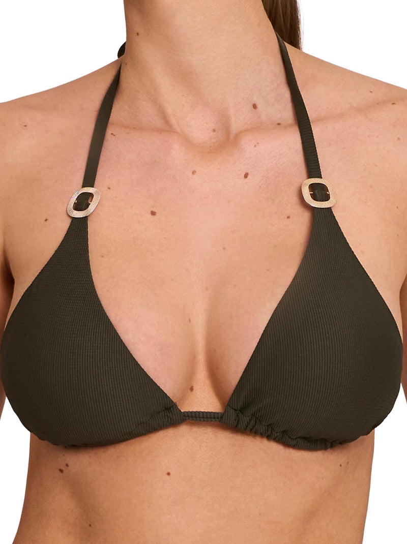 Haut maillot de bain triangle préformé SOLSTICE Kaki - Kiabi