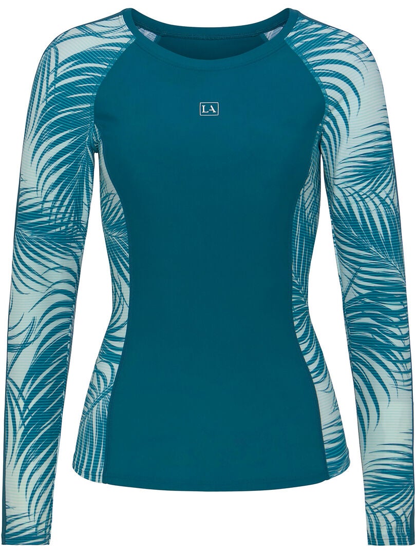 Maillot De Bain Une Pièce Rash Guard Manches Longues - UPF 50, Motif Floral, Taille Plus | Neuf