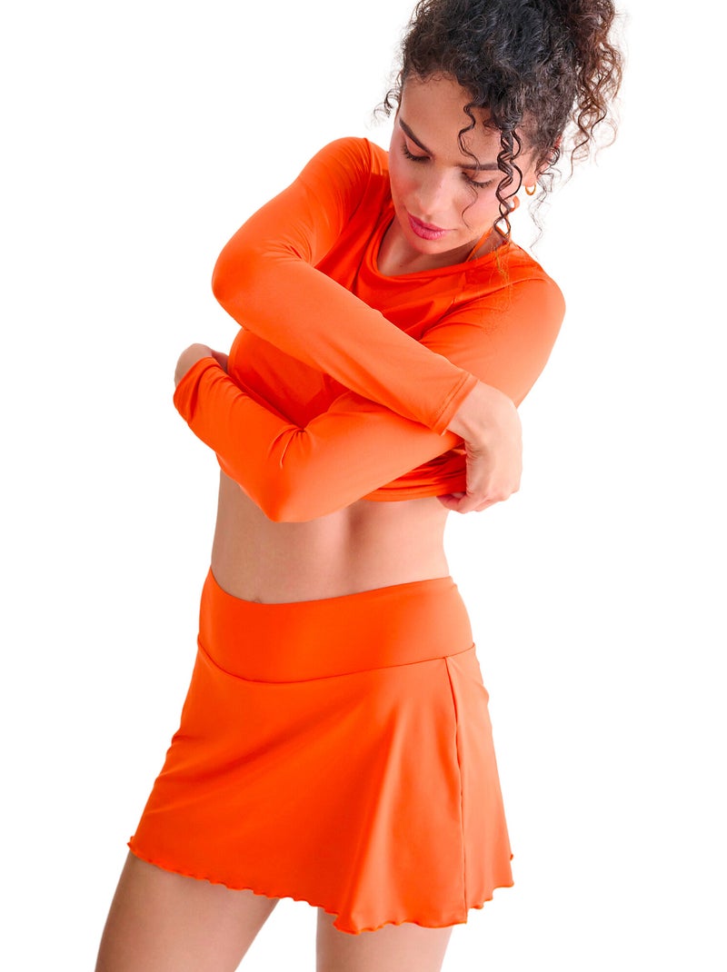 Haut maillot t-shirt de bain manches longues ARUBA Orange - Kiabi