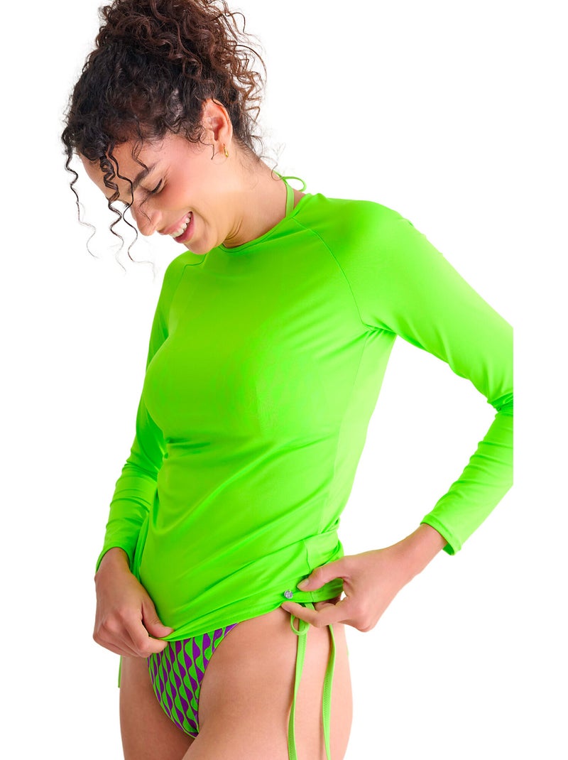 Haut maillot t-shirt de bain manches longues ARUBA Vert - Kiabi