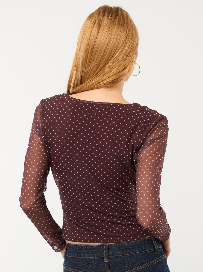 Haut manches longues drapé uni Marron - Kiabi