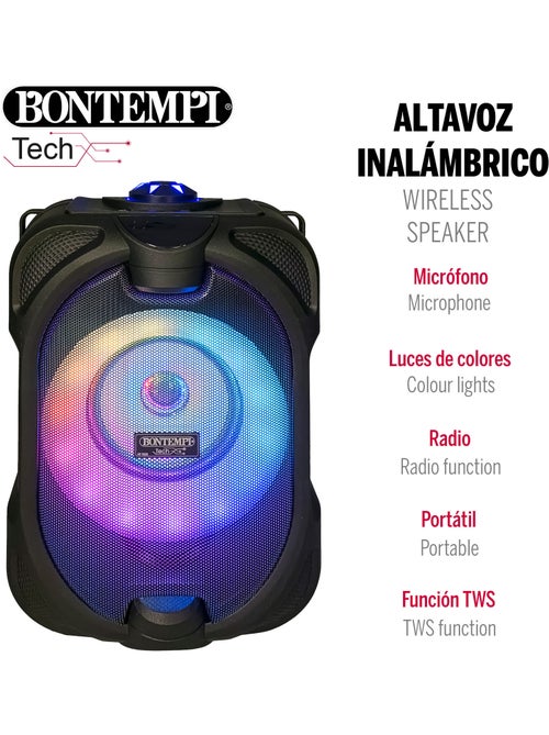 Haut-parleur sans fil avec microphone et lumières 19x15x16 cm bontempi - Kiabi