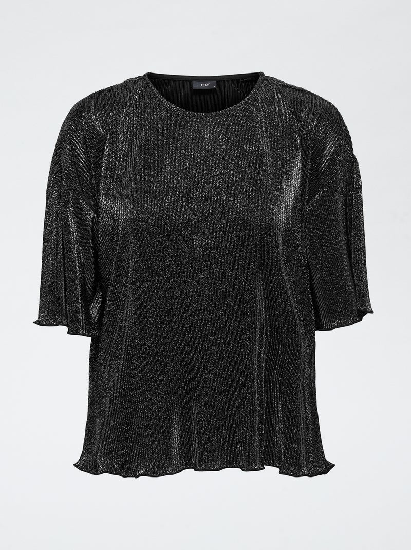 Haut plissé foil 'JDY' uni Noir - Kiabi