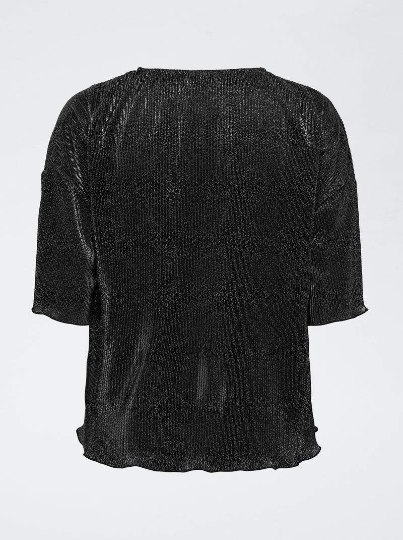 Haut plissé foil 'JDY' uni Noir - Kiabi