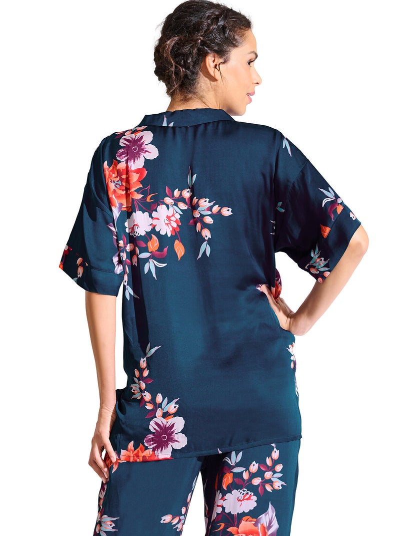 Haut pyjama chemise manches courtes AMARYLLIS Bleu - Kiabi