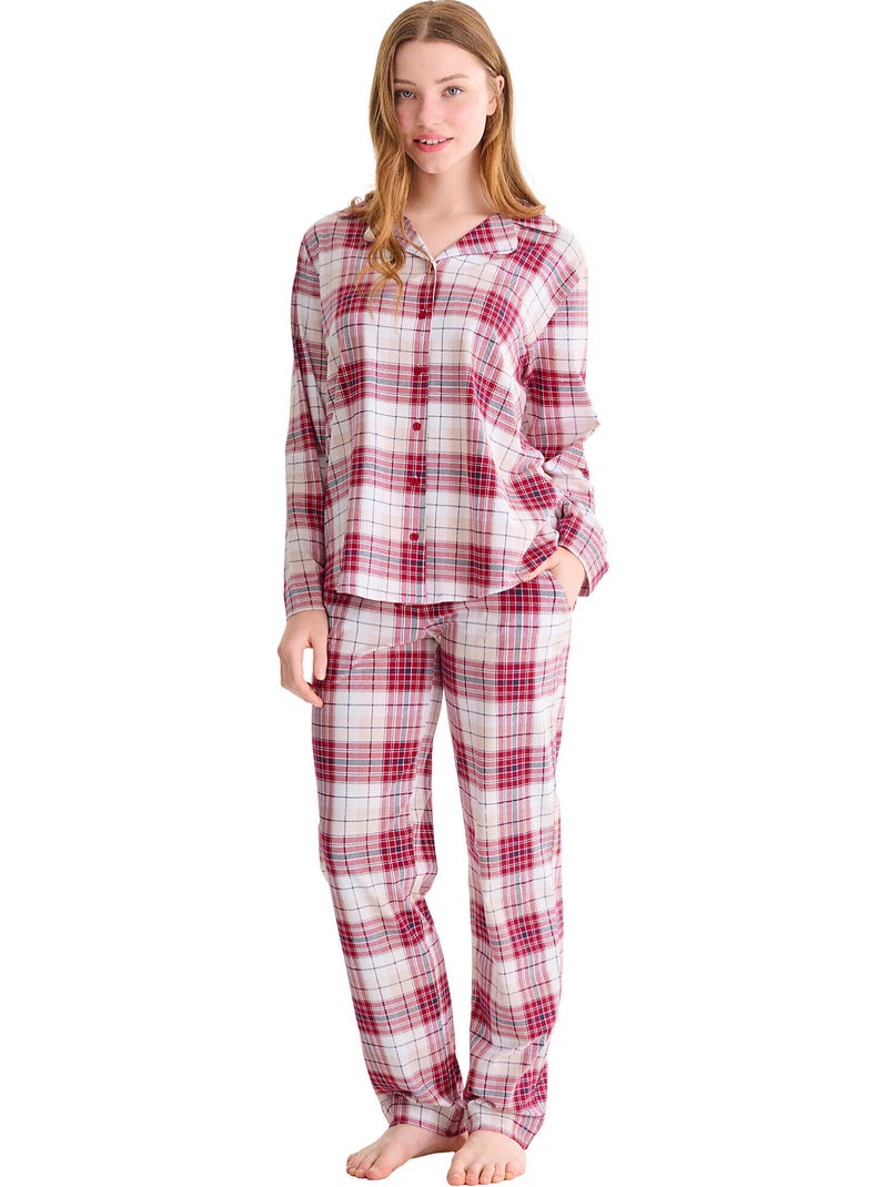 Haut pyjama chemise manches longues cosy nights Rouge - Kiabi