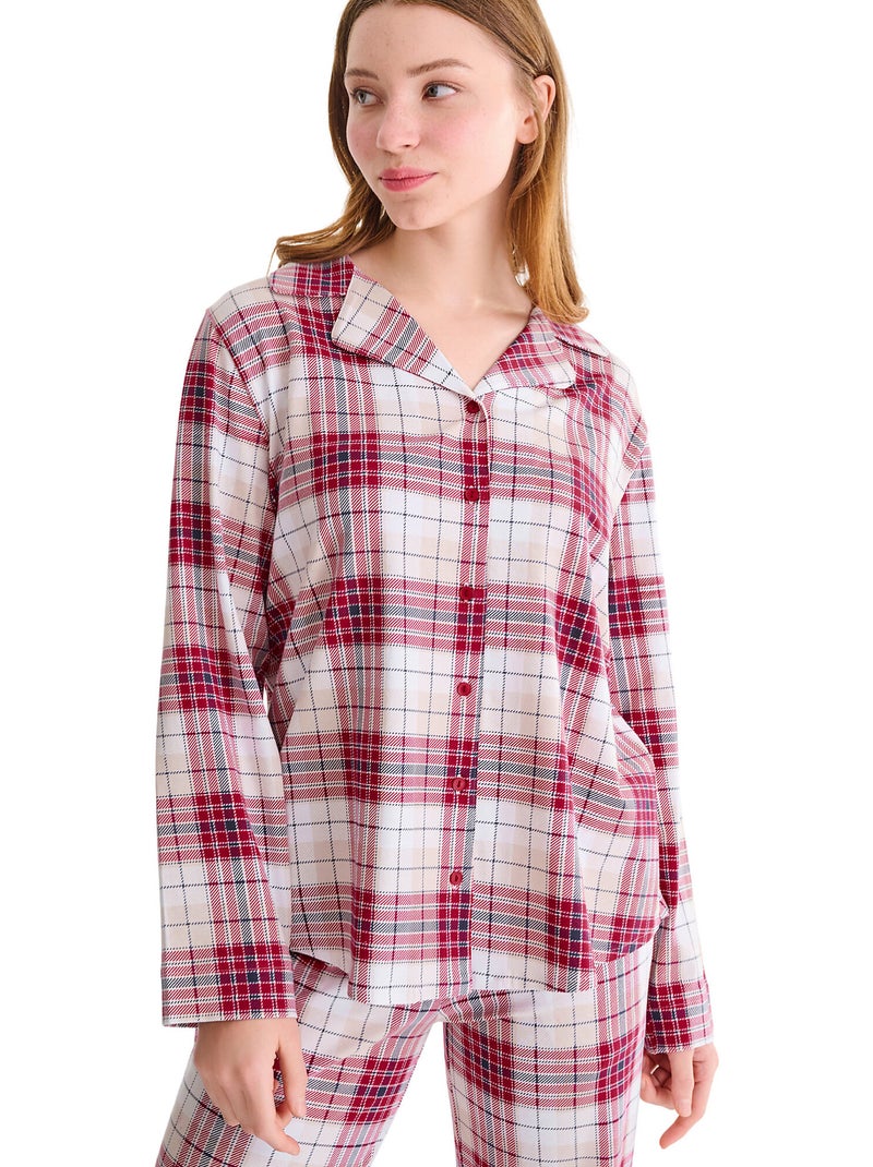 Haut pyjama chemise manches longues cosy nights Rouge - Kiabi