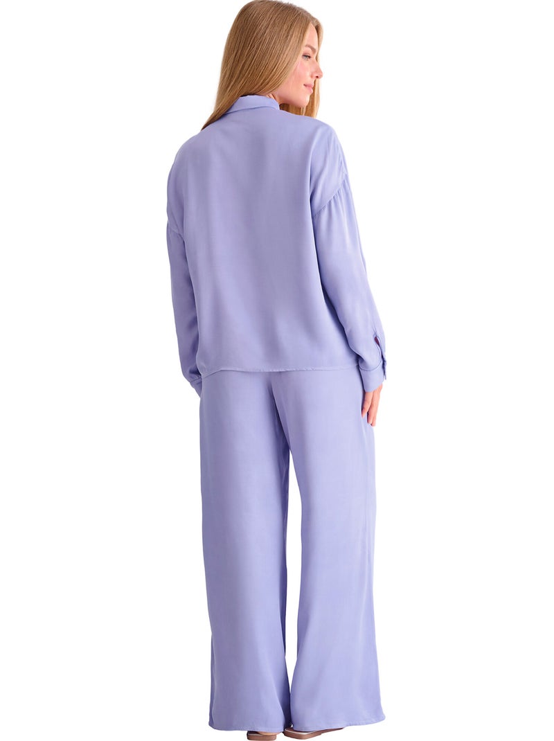 Haut pyjama chemise manches longues STELLA Violet - Kiabi