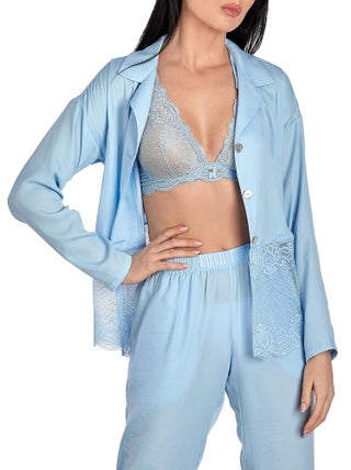 Haut pyjama manches longues Forget-Me-Not bleu ciel