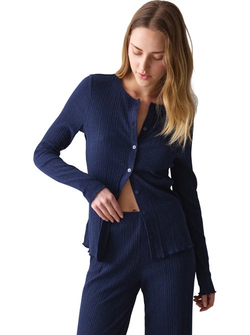 Haut pyjama ouvert manches longues versatile rib - Kiabi Haut pyjama ouvert manches longues versatile rib - Kiabi