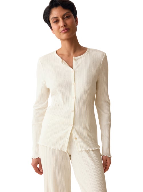 Haut pyjama ouvert manches longues versatile rib - Kiabi