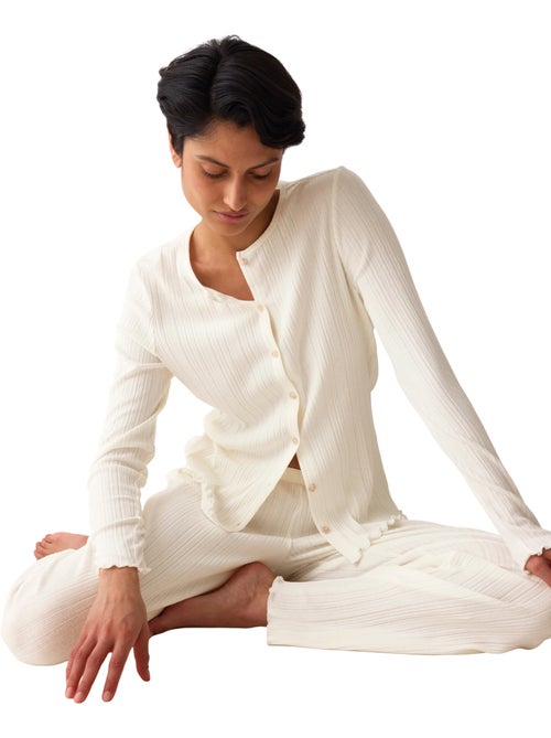Haut pyjama ouvert manches longues versatile rib - Kiabi