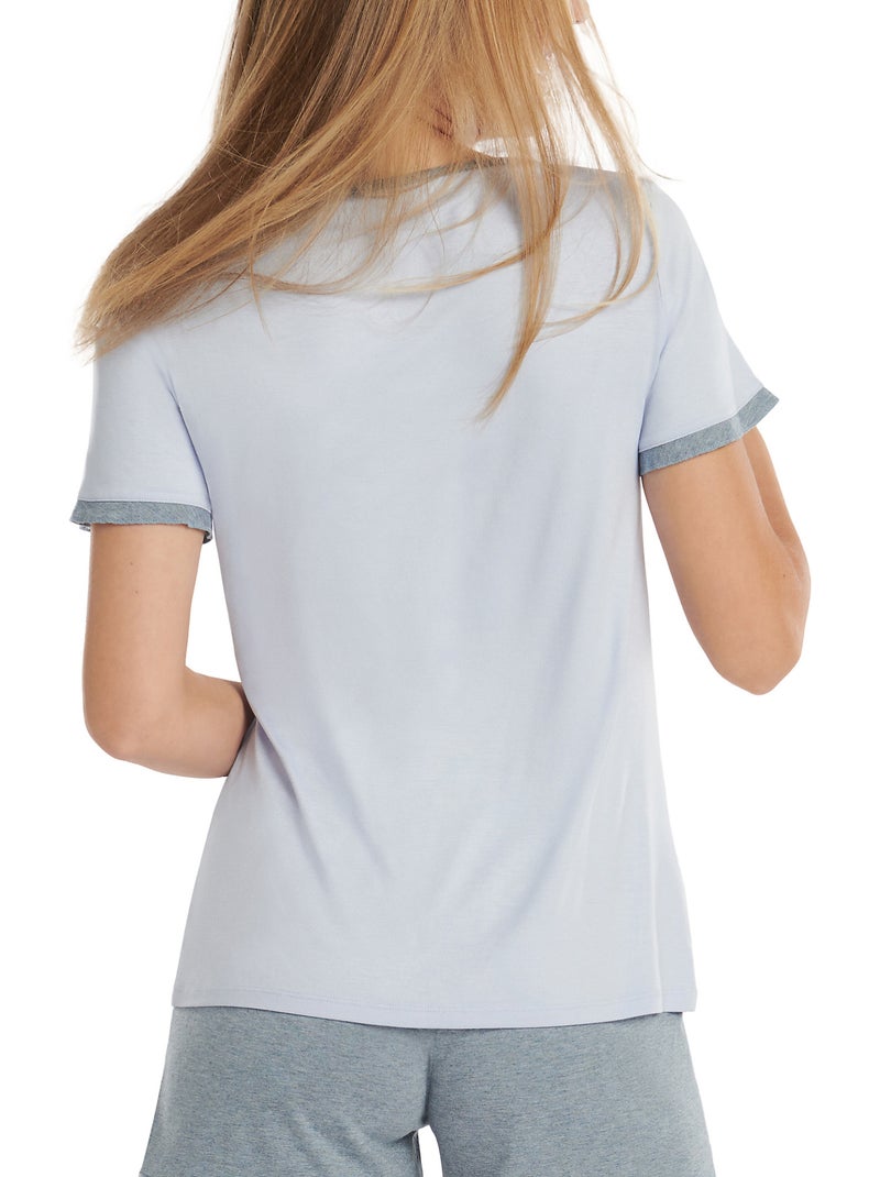 Haut pyjama t-shirt manches courtes Laura Bleu - Kiabi