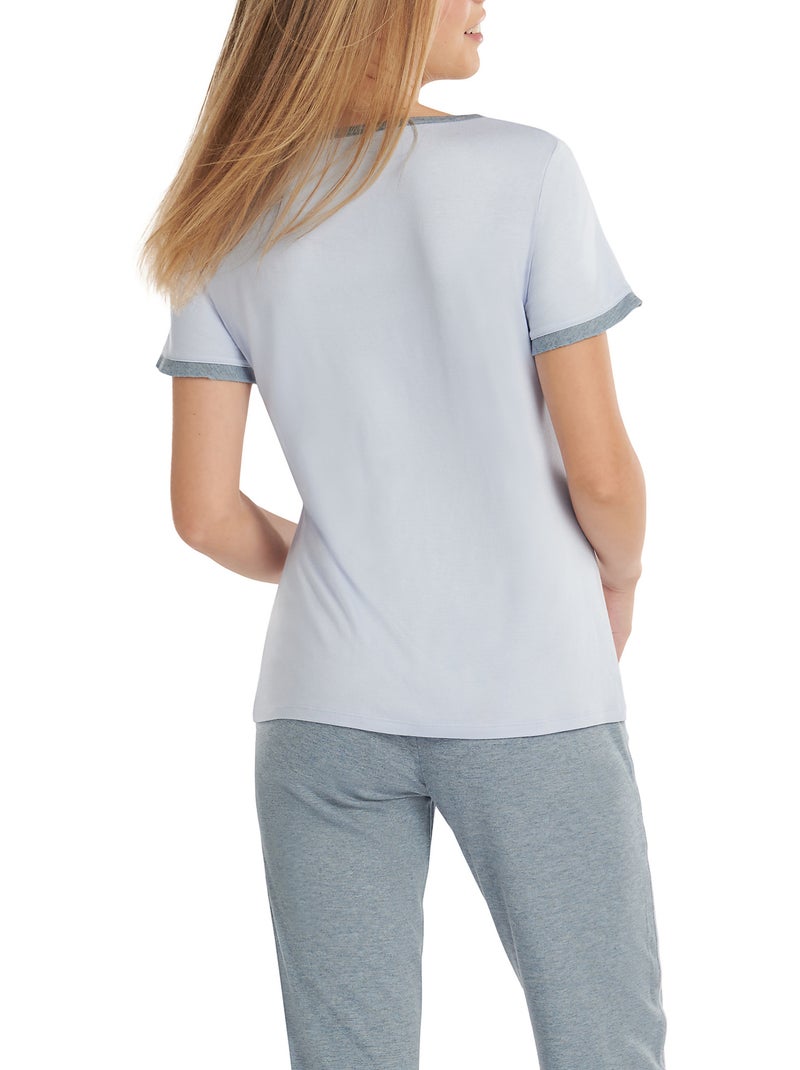 Haut pyjama t-shirt manches courtes Laura Bleu - Kiabi