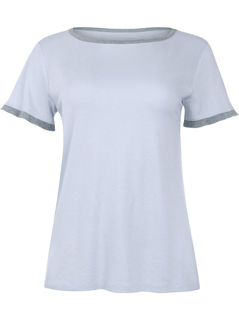 Haut pyjama t-shirt manches courtes Laura Bleu - Kiabi