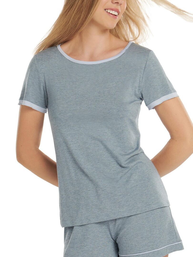 Haut pyjama t-shirt manches courtes Laura Gris - Kiabi