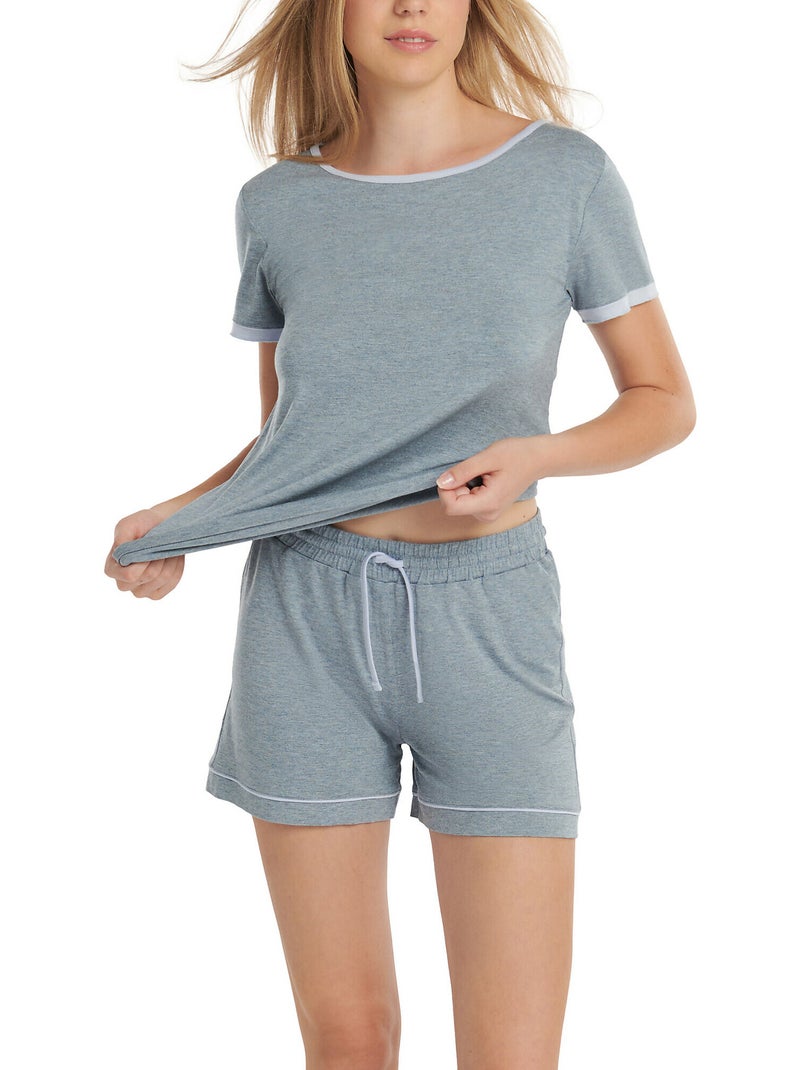 Haut pyjama t-shirt manches courtes Laura Gris - Kiabi