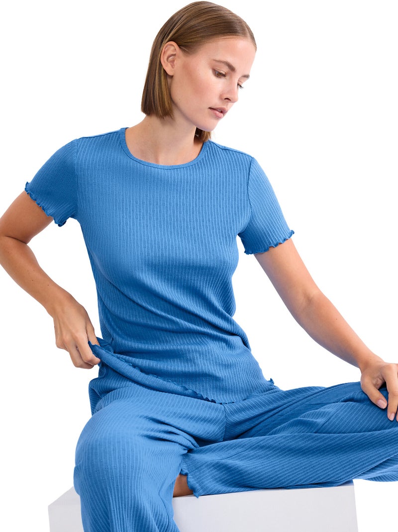 Haut pyjama t-shirt manches courtes MIX MATCH Bleu - Kiabi