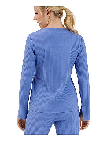 Haut pyjama top col V manches longues Lucky