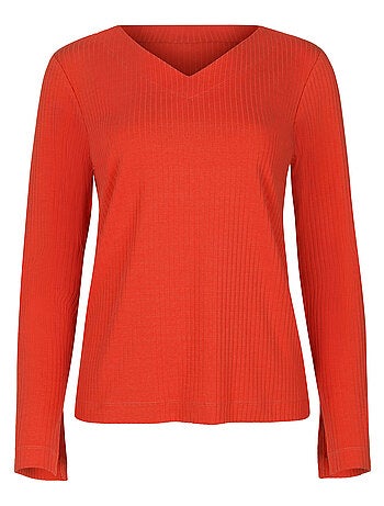 Haut pyjama top col V manches longues Lucky