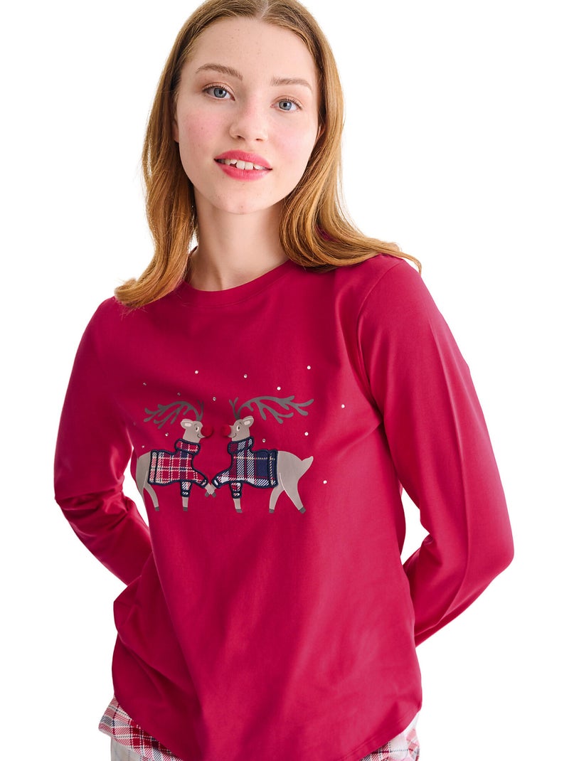 Haut pyjama top manches longues cosy nights Rouge - Kiabi