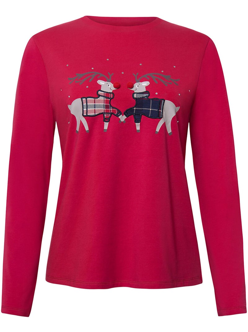 Haut pyjama top manches longues cosy nights Rouge - Kiabi