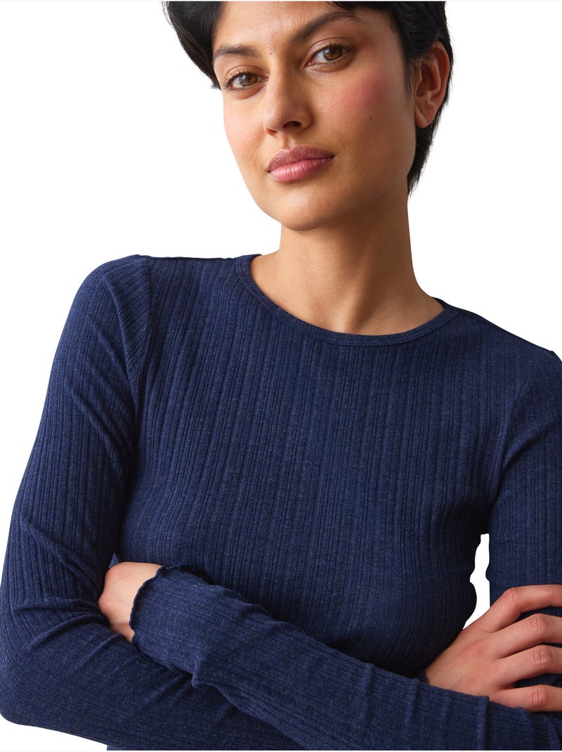 Haut pyjama top manches longues versatile rib Bleu - Kiabi