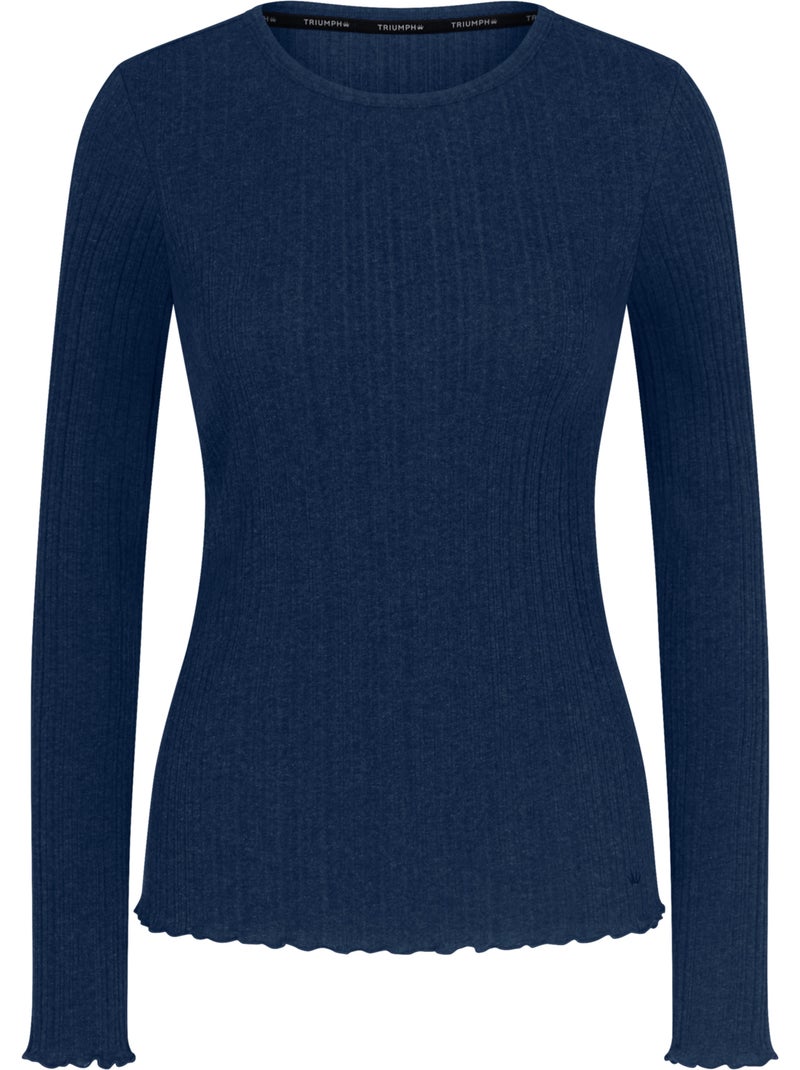 Haut pyjama top manches longues versatile rib Bleu - Kiabi