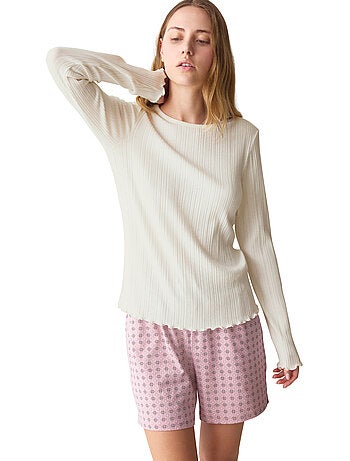 Haut pyjama top manches longues versatile rib