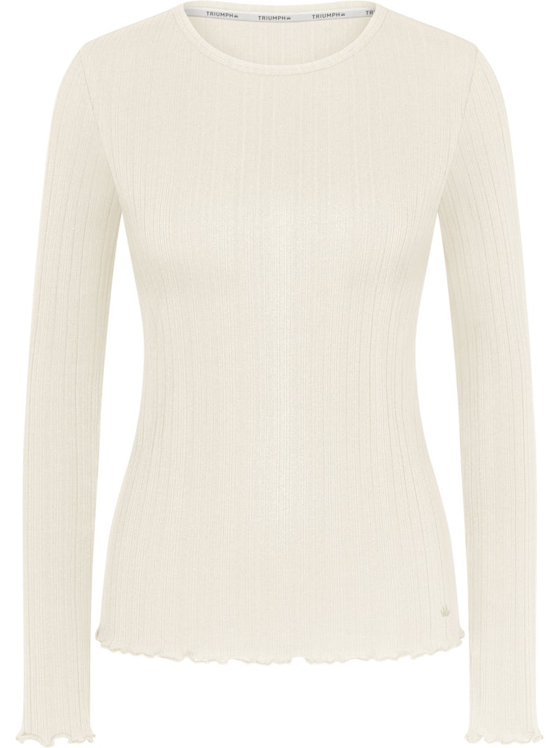 Haut pyjama top manches longues versatile rib Ecru - Kiabi