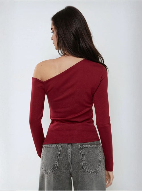 Haut slim à manches longues et col asymétrique - Kiabi