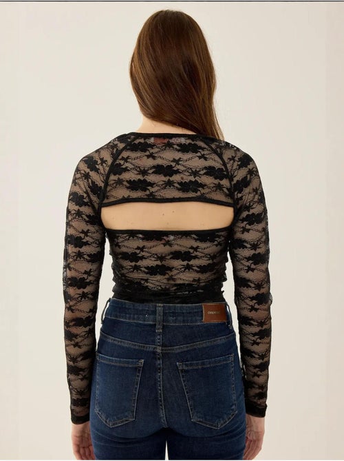 Haut slim en dentelle à manches longues - Kiabi Haut slim en dentelle à manches longues - Kiabi