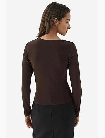 Haut tricoté à manches longues et col asymétrique hiccup