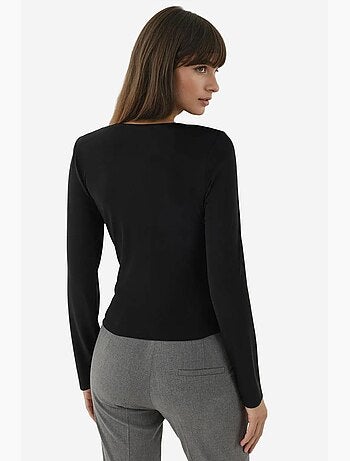 Haut tricoté à manches longues et col asymétrique hiccup